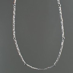 Collana Girocollo Con Ematite Argento Forma Esagonale Sfaccettato E Chiusura In Argento 925-Rodiato