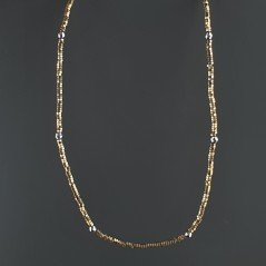 Collana Girocollo Con Ematite Dorato Forma Esagonale Sfaccettato E Chiusura In Argento 925-Dorato