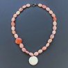 Collana Girocollo Con Pietre Dure Aulite Annodate A Mano E Chiusura In Ottone 1pz