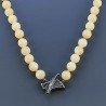 Collana Girocollo Con Pietre Dure Calcite Gialla Annodate A Mano E Chiusura In Argento 925 1pz