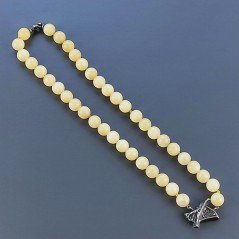 Collana Girocollo Con Pietre Dure Calcite Gialla Annodate A Mano E Chiusura In Argento 925 1pz