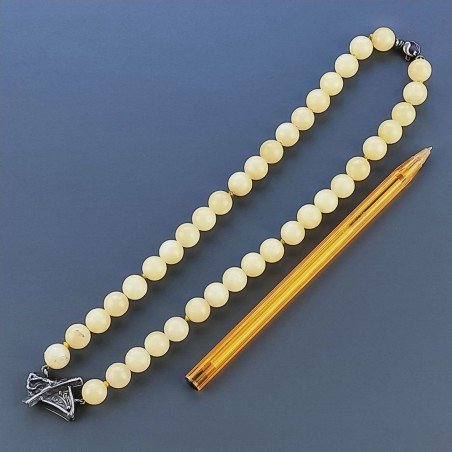 Collana Girocollo Con Pietre Dure Calcite Gialla Annodate A Mano E Chiusura In Argento 925 1pz