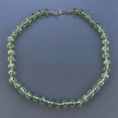 Collana Girocollo Con Cristallo Verde A Mano,Distanziatore E Chiusura In Ottone 1pz