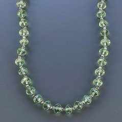 Collana Girocollo Con Cristallo Verde A Mano,Distanziatore E Chiusura In Ottone 1pz