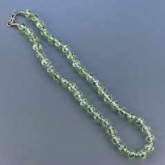 Collana Girocollo Con Cristallo Verde A Mano,Distanziatore E Chiusura In Ottone 1pz
