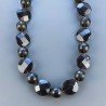 Collana Girocollo Con Pietre Dure Quarzo Fume E Cristallo Viola Annodate A Mano E Chiusura A Calamita In Ottone 1pz