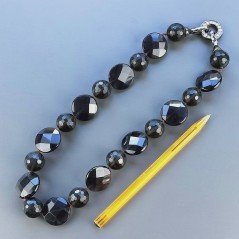 Collana Girocollo Con Pietre Dure Quarzo Fume E Cristallo Viola Annodate A Mano E Chiusura A Calamita In Ottone 1pz
