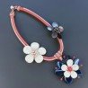 Collana Girocollo Con Pietre Dure Centrale A Fiore E Stelo Madreperla E Agata Blu 1pz