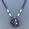 Collana Girocollo Con Pietre Dure Centrale Argento 925 Incastonato Tormalina,Lapis Lazuli E Giada Oliva 1pz