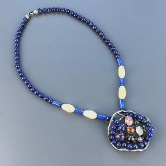 Collana Girocollo Con Pietre Dure Centrale Argento 925 Incastonato Tormalina,Lapis Lazuli E Giada Oliva 1pz Collana Girocollo Con Pietre Dure Centrale Argento 925 Incastonato Tormalina,Lapis Lazuli E Giada Oliva 1pz