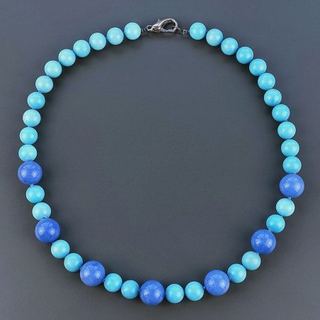 Collana Girocollo Con Pietre Dure Giada Annodate A Mano E Chiusura In Ottone 1pz
