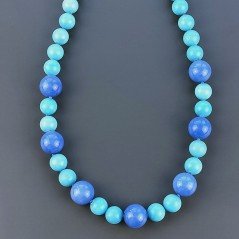 Collana Girocollo Con Pietre Dure Giada Annodate A Mano E Chiusura In Ottone 1pz