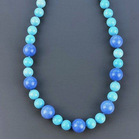 Collana Girocollo Con Pietre Dure Giada Annodate A Mano E Chiusura In Ottone 1pz