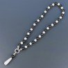 Collana Girocollo Con Pietre Dure Quarzo Fume E Agata Bianca Annodate A Mano E Chiusura Ciambella Zircone In Ottone 1pz