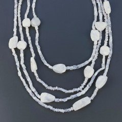 Collana Girocollo Con Pietra Dure Labradorite Bianca Sfaccettato A 4 Fili E Chiusura In Argento 925 1pz