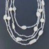 Collana Girocollo Con Pietra Dure Labradorite Bianca Sfaccettato A 4 Fili E Chiusura In Argento 925 1pz
