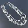 Collana Girocollo Con Pietra Dure Labradorite Bianca Sfaccettato A 4 Fili E Chiusura In Argento 925 1pz