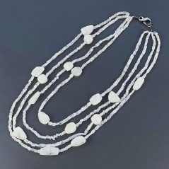 Collana Girocollo Con Pietra Dure Labradorite Bianca Sfaccettato A 4 Fili E Chiusura In Argento 925 1pz