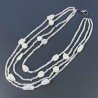 Collana Girocollo Con Pietra Dure Labradorite Bianca Sfaccettato A 4 Fili E Chiusura In Argento 925 1pz