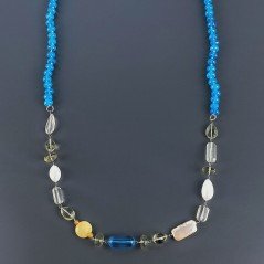 Collana A Nodo Orafo Rodiato Pietre Dure Con Quarzo Limone,Giada Turchese E Perle Di Fiume Sfaccettato Annodato A Mano Collana A Nodo Orafo Rodiato Pietre Dure Con Quarzo Limone,Giada Turchese E Perle Di Fiume Sfaccettato Annodato A Mano