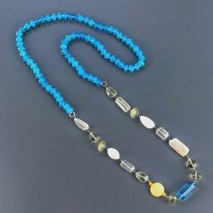 Collana A Nodo Orafo Rodiato Pietre Dure Con Quarzo Limone,Giada Turchese E Perle Di Fiume Sfaccettato Annodato A Mano Collana A Nodo Orafo Rodiato Pietre Dure Con Quarzo Limone,Giada Turchese E Perle Di Fiume Sfaccettato Annodato A Mano