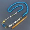 Collana A Nodo Orafo Rodiato Pietre Dure Con Quarzo Limone,Giada Turchese E Perle Di Fiume Sfaccettato Annodato A Mano