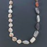 Collana A Nodo Orafo Dorato Pietre Dure Con Perle Di Fiume E Pietra Di Luna Sassi Sfaccettato Annodato A Mano