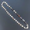 Collana A Nodo Orafo Dorato Pietre Dure Con Perle Di Fiume E Pietra Di Luna Sassi Sfaccettato Annodato A Mano