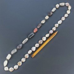 Collana A Nodo Orafo Dorato Pietre Dure Con Perle Di Fiume E Pietra Di Luna Sassi Sfaccettato Annodato A Mano