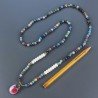Collana Con Pietre Dure Agata Brasiliana,Giada Rosa Sfaccettato E Ciondolo Agata Fucsia Lavorato Marcasite