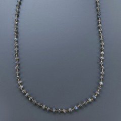 Collana A Nodo Orafo Dorato Pietre Dure Con Labradorite Madagascar Rondelle Liscio 7-8mm Annodato A Mano