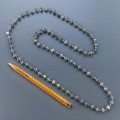 Collana A Nodo Orafo Dorato Pietre Dure Con Labradorite Madagascar Rondelle Liscio 7-8mm Annodato A Mano
