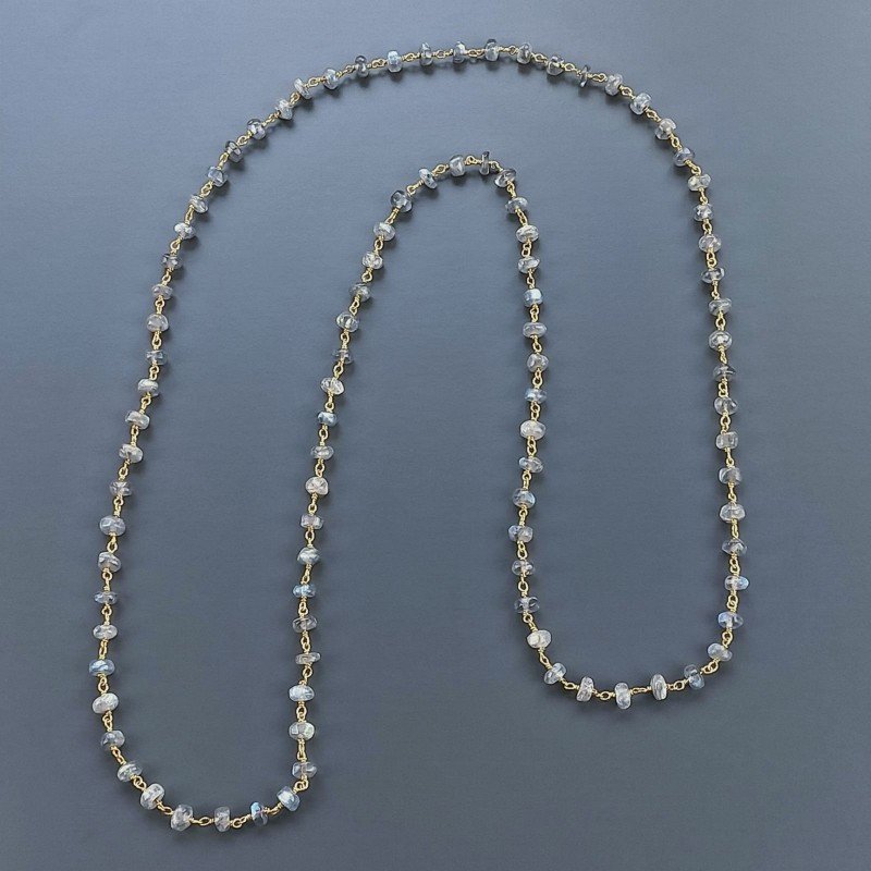 Collana A Nodo Orafo Dorato Pietre Dure Con Labradorite Madagascar Rondelle Liscio 5-6mm Annodato A Mano Collana A Nodo Orafo Dorato Pietre Dure Con Labradorite Madagascar Rondelle Liscio 5-6mm Annodato A Mano