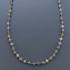 Collana A Nodo Orafo Dorato Pietre Dure Con Labradorite Madagascar Rondelle Liscio 5-6mm Annodato A Mano