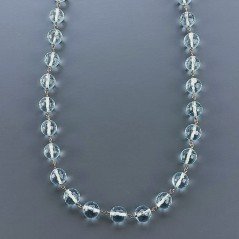 Collana A Nodo Orafo Dorato Con Ossidiana Azzurra Idrotermale Sfaccettata 9-10mm E Chiusura In Ottone Annodato A Mano