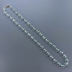 Collana A Nodo Orafo Dorato Con Ossidiana Azzurra Idrotermale Sfaccettata 9-10mm E Chiusura In Ottone Annodato A Mano