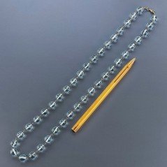 Collana A Nodo Orafo Dorato Con Ossidiana Azzurra Idrotermale Sfaccettata 9-10mm E Chiusura In Ottone Annodato A Mano