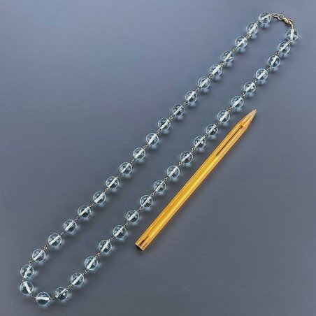 Collana A Nodo Orafo Dorato Con Ossidiana Azzurra Idrotermale Sfaccettata 9-10mm E Chiusura In Ottone Annodato A Mano