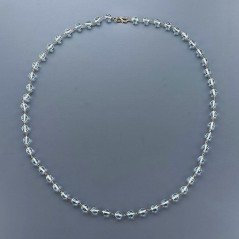 Collana Girocollo A Nodo Orafo Dorato Con Ossidiana Azzurra Idrotermale Sfaccettata 7-8mm E Chiusura In Ottone Annodato A Mano