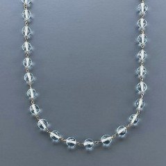Collana Girocollo A Nodo Orafo Dorato Con Ossidiana Azzurra Idrotermale Sfaccettata 7-8mm E Chiusura In Ottone Annodato A Mano