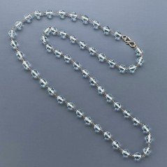 Collana Girocollo A Nodo Orafo Dorato Con Ossidiana Azzurra Idrotermale Sfaccettata 7-8mm E Chiusura In Ottone Annodato A Mano