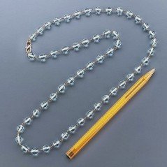 Collana Girocollo A Nodo Orafo Dorato Con Ossidiana Azzurra Idrotermale Sfaccettata 7-8mm E Chiusura In Ottone Annodato A Mano