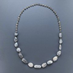 Collana A Nodo Orafo Dorato Pietre Dure Con Labradorite Madagascar Sassi E Rondelle Liscio Annodato A Mano
