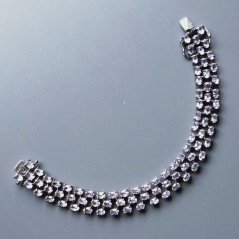 Bracciale Tennis 3 Fili Con Ametista Rosa Di Francia Naturale Ovale Sfaccettato Brunito -1pz