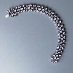 Bracciale Tennis 3 Fili Con Ametista Rosa Di Francia Naturale Ovale Sfaccettato Brunito -1pz