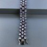 Bracciale Tennis 3 Fili Con Ametista Rosa Di Francia Naturale Ovale Sfaccettato Brunito -1pz