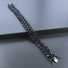 Bracciale Tennis 3 Fili Con Radice Di Zaffiro Naturale Ovale Sfaccettato Brunito -1pz
