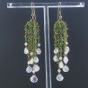 Orecchini Pioggia A Nodo Orafo Dorato Con Zircone Verde E Pietra Di Luna Goccia Briolette Sfaccettato A Mano