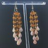Orecchini Pioggia A Nodo Orafo Dorato Con Zircone Arancione E Opale Rosa Goccia Tondo Sfaccettato A Mano