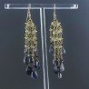 Orecchini Pioggia A Nodo Orafo Dorato Con Peridoto E Iolite Goccia Briolette Sfaccettata A Mano